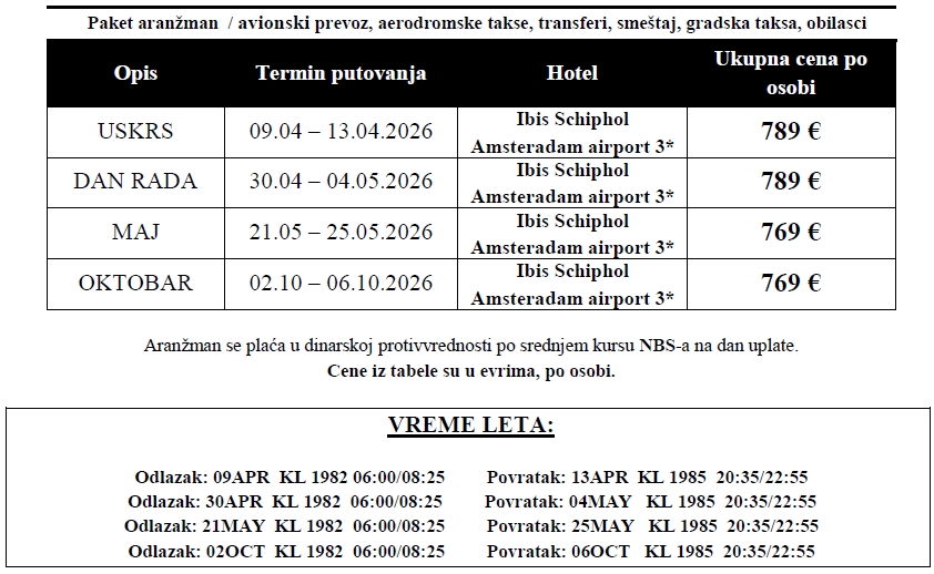 amsterdam putovanje 2026